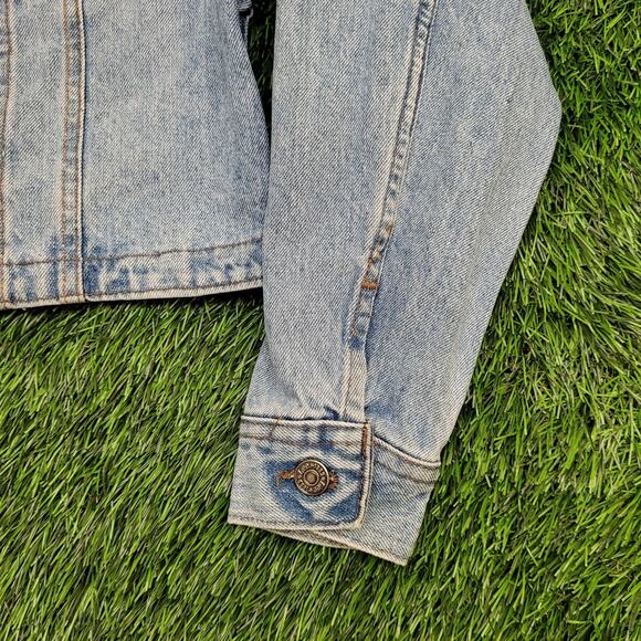 Vintage 80s LEE Denim Cropped Jacket Womens S/M 19x18 Faded - Picture 12 of 13